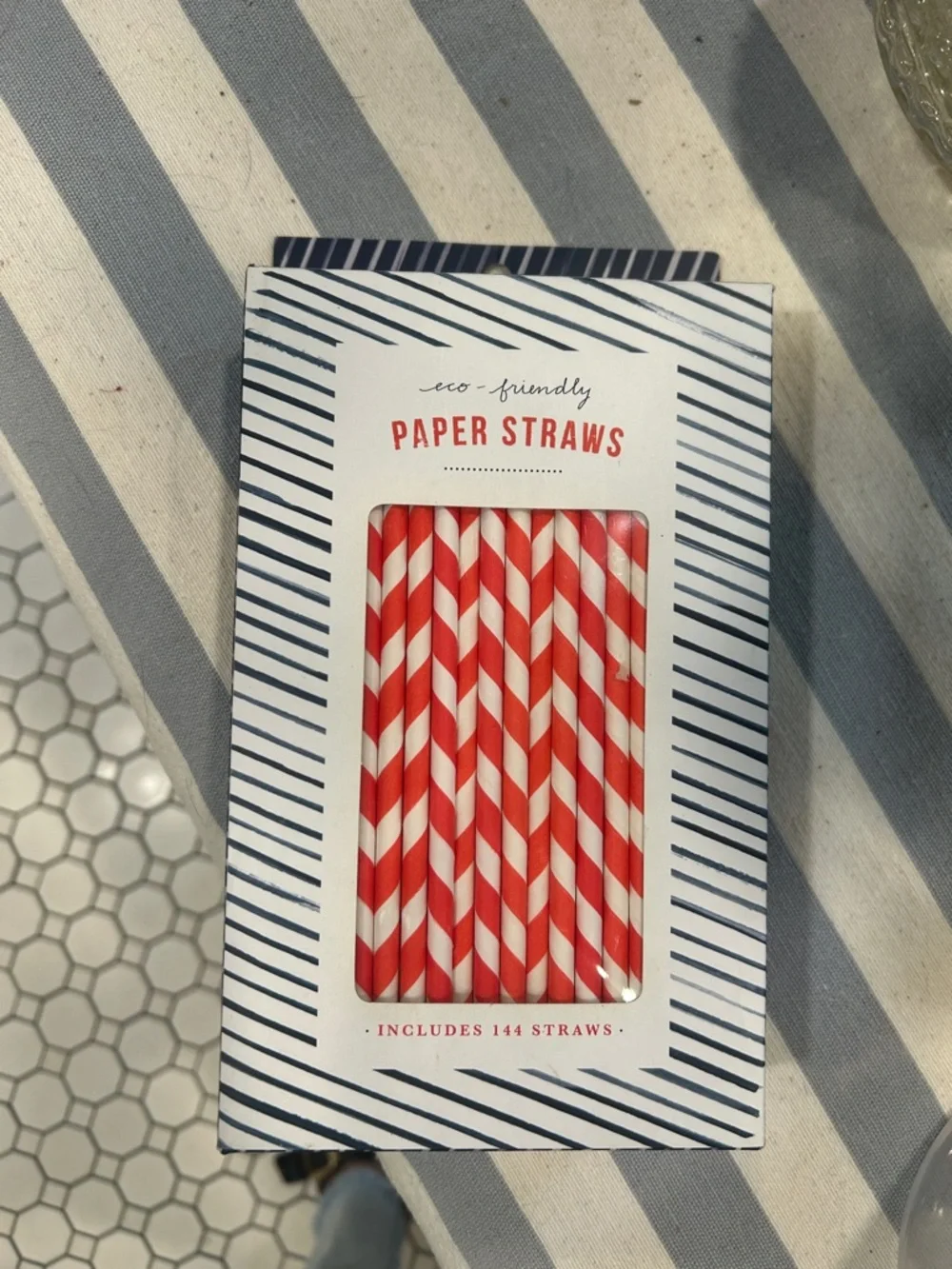 Anthropologie Red & White Chevron Paper Straws